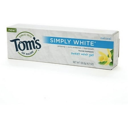 Lemon Natural Toothpaste - Tom's of Maine Fluoride Toothpaste Natural Simply White Sweet Mint Gel, 4.7 OZ