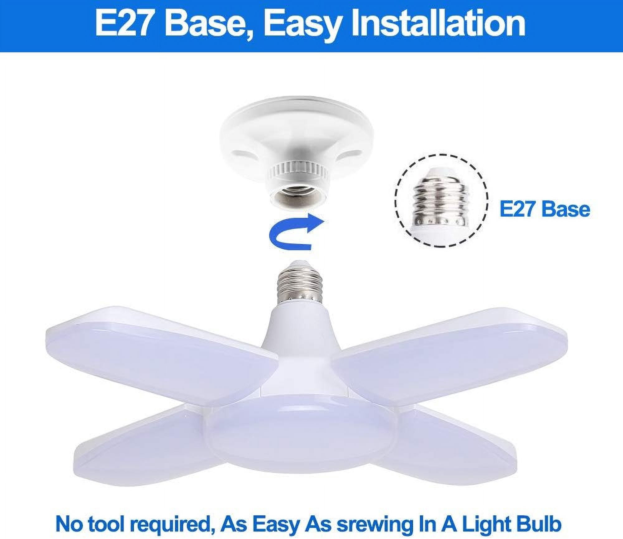 Led Garage Lights, 60W Trilights Ceiling Ensures Safe Reliable Illumination, 6000K Daylight With 90 Degree Adjustable Panels For Garage, Warehouse, Workshop, Gym Lighting