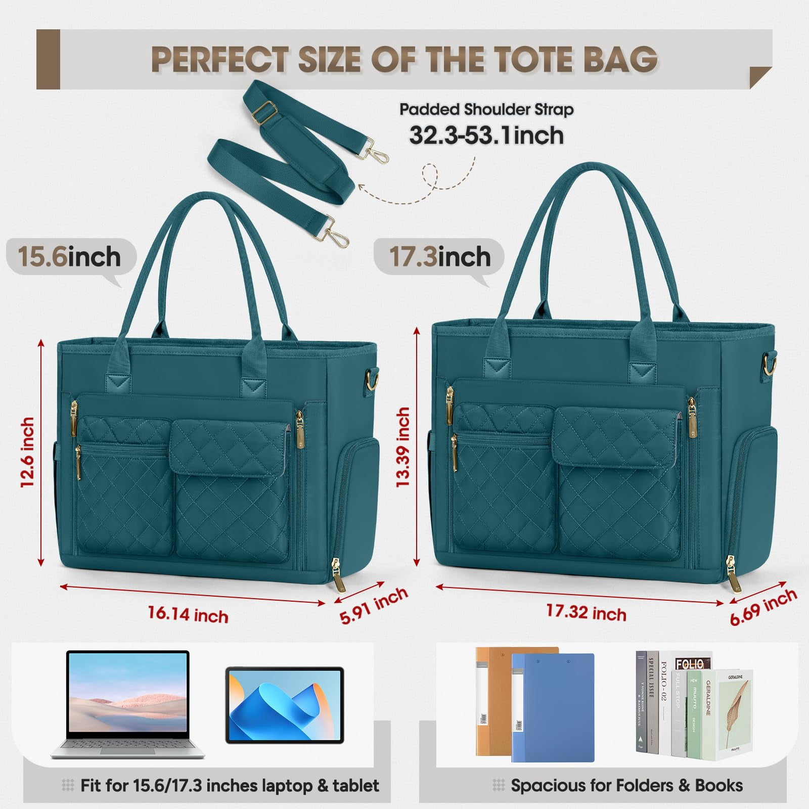 Teacher Tote Bag With Insulated Lunch Compartment 15.6 Inch Laptop For Women Lightweight Work Bags Nurse