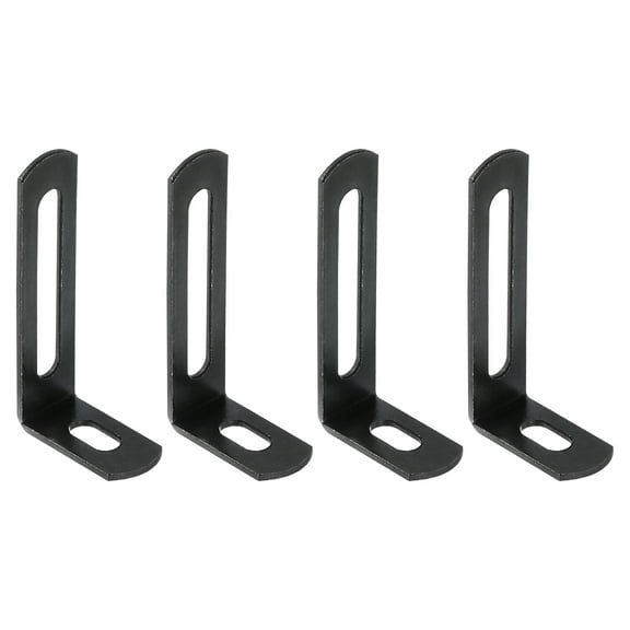 4Pcs L-Shaped Brackets Corner Brace, 1.97"x0.94"x0.47" Corner Bracket Shelf Bracket Right Angle Brackets for Wood Shelves Furniture (50x24x12mm, Black)