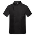 thumbnail image 2 of Unisex Summer Chef Jacket, Short Sleeve Thin Design Professional Kitchen Work Uniform for Restaurant Bakery Hotel Staff,Black L, 2 of 4