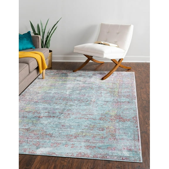Unique Loom Carlotta Austin Rug Blue/Burgundy 9' x 12' 2" Rectangle Abstract Bohemian Perfect For Living Room Bed Room Dining Room Office