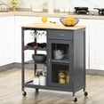 thumbnail image 4 of Storage Kitchen Island | Organize Drinkware, Display Wine | Bamboo - like Top, Easy Mobility | For Tight Spaces, 4 of 5