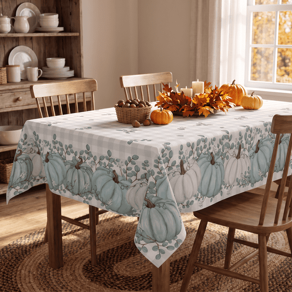 Sm:)e Pumpkins Buffalo Plaid Fall Thanksgiving Tablecloth 60x84 Inch Rectangle, Table Cover for Party Picnic Dinner Decor
