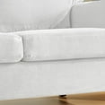 thumbnail image 5 of 3-Seater Sofa, Velvet Upholstered Couch with Oak Spindle Legs, Pillow Back, Armrests and Noise-free Foot Pads, 74.8" Modern Chesterfield Sofa Loveseat Couch Chair for Living Room, Office, White, 5 of 9