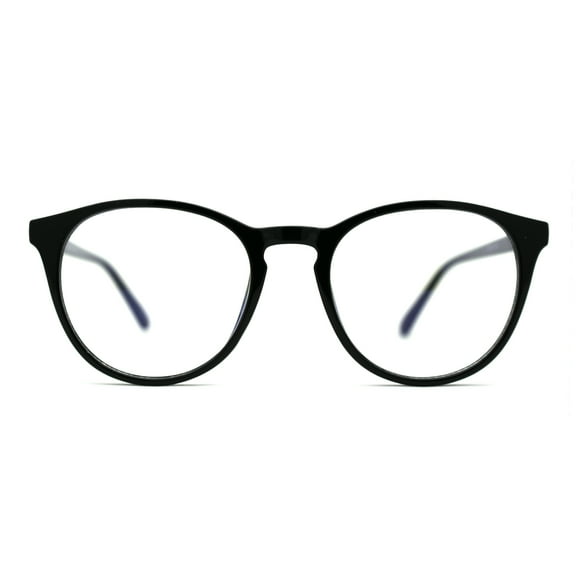 Round Keyhole Thin Plastic Horn Rim Blue Light Filtering Computer Glasses Black