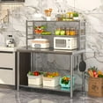 thumbnail image 2 of YODOLLA Stainless Steel Work Table with Overshelves and Hooks Commercial Kitchen Prep Table With Two Shelves Heavy Duty Work Table for Commercial Kitchen Restaurant, 2 of 7