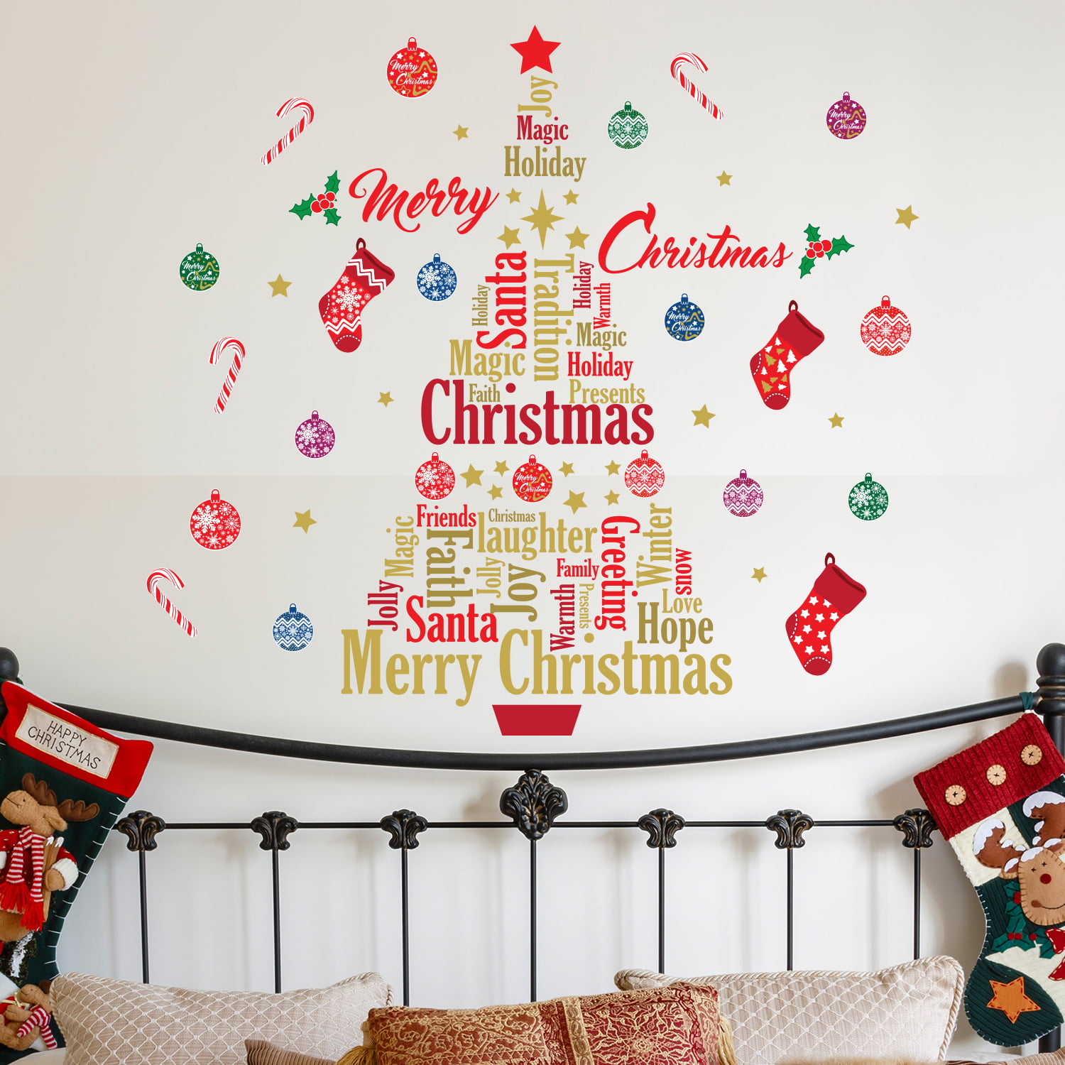 Walplus French Christmas Wall Stickers Wall Art Decals Room Home Decorations 