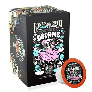 Bones Coffee Medium Roast Bones Cups | 12 ct. Single Serve Cookies 'N Dreams Cookie and Vanilla Flavored Coffee Pods