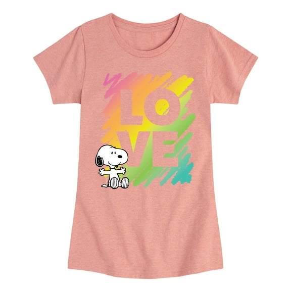 Peanuts - Rainbow Love Scribble - Toddler & Youth Girls Short Sleeve Graphic T-Shirt