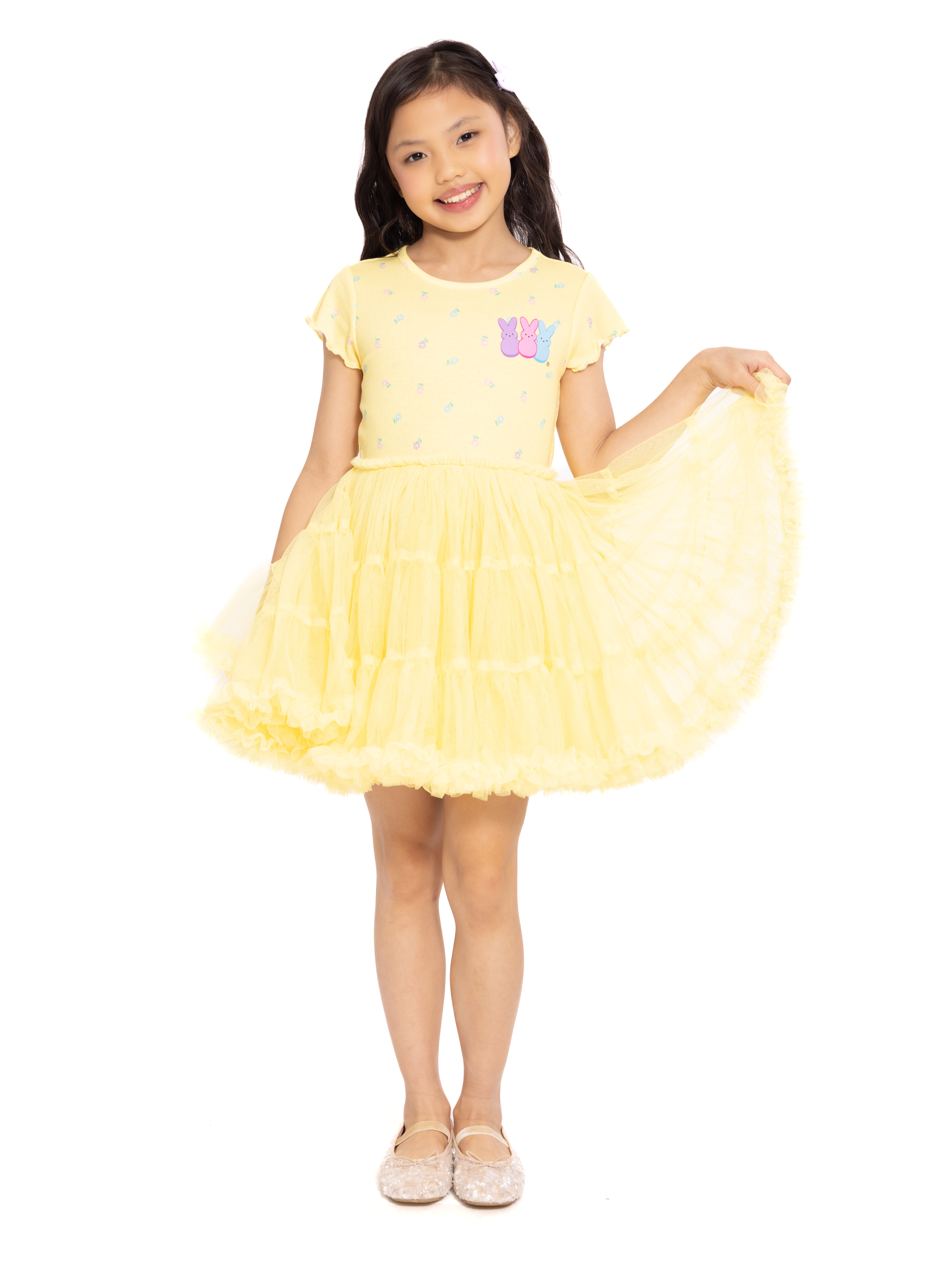 PEEPS Girls' Print Tutu Dress with Short Sleeves, Sizes 4-12