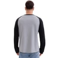 thumbnail image 3 of DARING DIVA Men's Long Sleeve Color Block Casual Raglan T-Shirt S Gray, 3 of 7