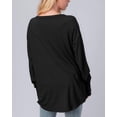 thumbnail image 3 of URBAN DAIZY Women's Long Sleeve Tri-Blend Tunic Top Raw Edge with Thumbholes Lightweight Basic Loose Fit T Shirts A032_3027 Black L, 3 of 3