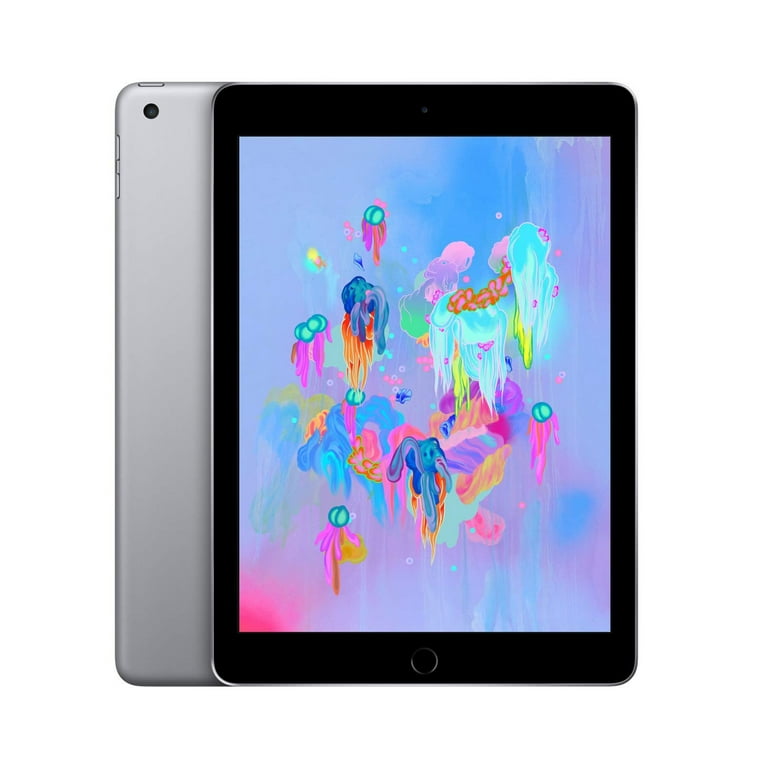 Restored | Apple iPad 6 | 32GB | Space Gray | Wi-Fi Only | Bundle:  Pre-Installed Tempered Glass, Case, Charger, Bluetooth/Wireless Airbuds By 