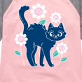 thumbnail image 3 of Instant Message - Cat And Flowers - Toddler And Youth Girls Raglan Graphic T-Shirt, 3 of 6