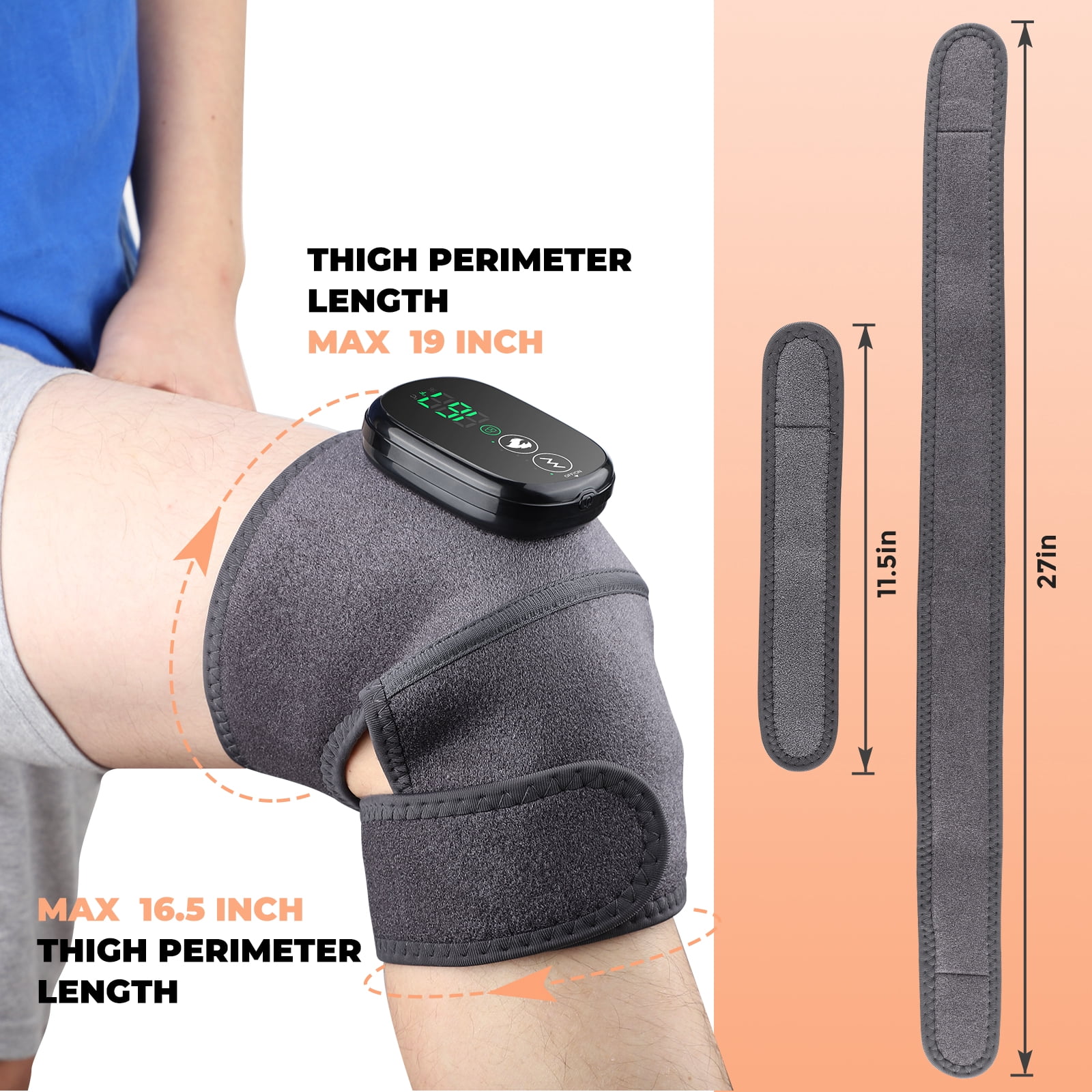 Cordless Knee Massager Shoulder Brace with Heat,3-In-1 Heated Knee Elbow Shoulder Brace Wrap,Vibration Knee Heating Pad,3 Vibrations and Heating Modes,Heating Pad for Knee Elbow Shoulder Relax,1PC