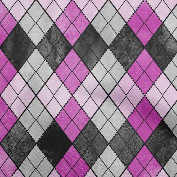 oneOone Cotton Flex Fuschia Pink Fabric Argyle Sewing Fabric By The Yard Printed Diy Clothing Sewing Supplies 40 Inch Wide