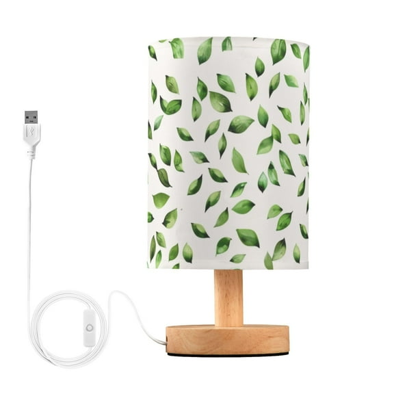 Bedside Desk Lamp LED Scattered Small Leaves Table Nightstand Lamps Warm Light Fabric Lampshade for Home Bedroom Office Living Room Decor