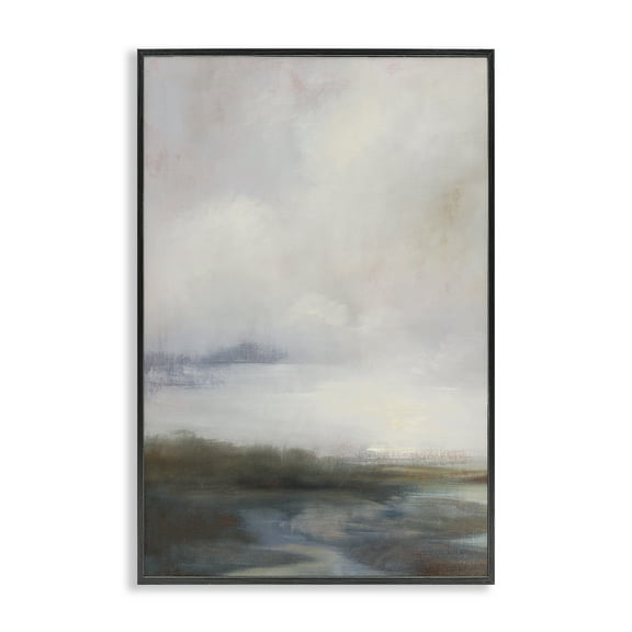 Stupell Industries Foggy Grey Landscape Landscape & Nature Painting Black Framed Art Print Wall Art, 12 x 18