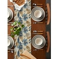 thumbnail image 2 of Navy Blue Brown Floral Table Runner Cotton Linen 90 Inch Holiday Dresser Scarves, Tropical Palm Leaves Vintage Tablerunner for Kitchen Coffee Dining Bedroom Living Room Dinner Scarf Décor 13''x90'', 2 of 9