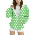 thumbnail image 3 of SonxaHe Little Girl Jacket Dots Print Long Sleeve Zip Up Hooded Outerwear Loose Athletic Fall Casual Jacket Green,Sized 6-7, 3 of 3