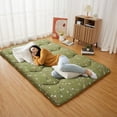 thumbnail image 2 of Twin/Full Size Floral Pattern Japanese Futon Mattress for Adults, Comfty Futon Mattress for Guest Room Kids Room, Sleeping Mattress for Floor Roll Up Camping Mattress, Green, 2 of 9