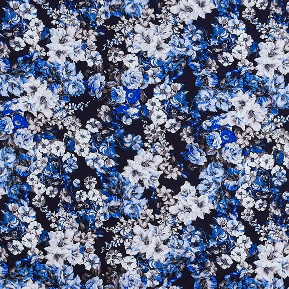 Zelouf Lulu Print Bonded Dty , Sewing, DIY, Crafts Fabric by the Yard, Black/blue, 3 Yard