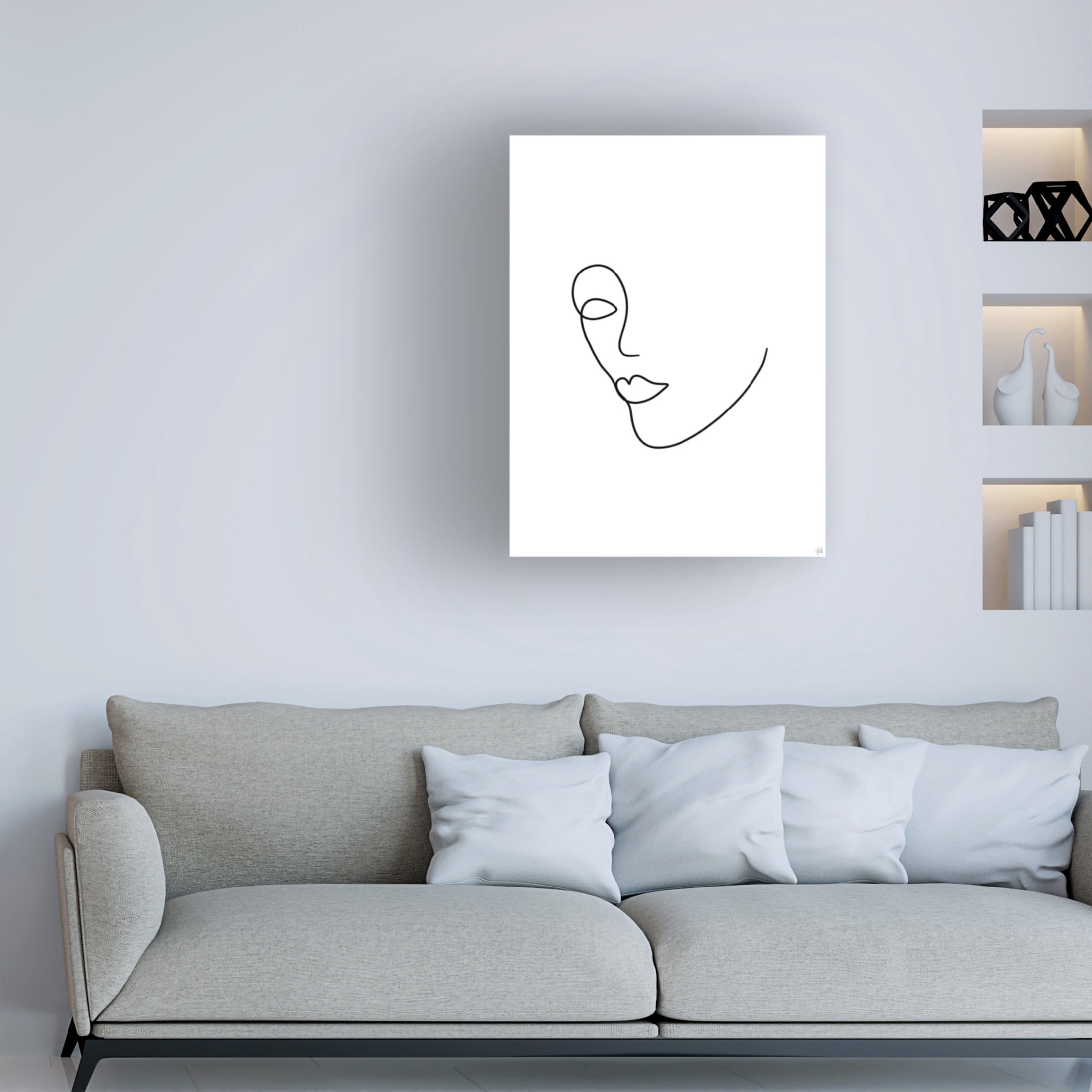 Canvas Wall Art - Line and Brush 'Line Lady 2' Wall Art for Living Room, Bedroom, or Office Décor by Trademark Fine Art - 14 x 19 Inches