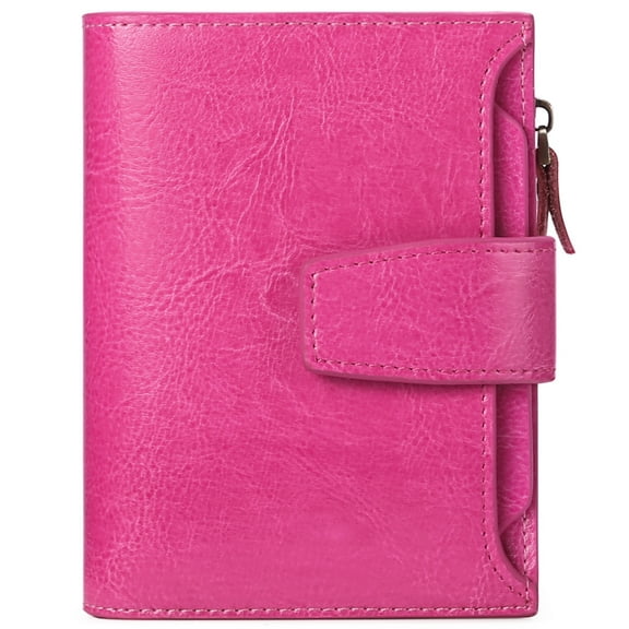 Men's Wallet,PU Leather Zipper Pocket Anti Theft Coin wallet, Card Slots Purse with Id Window（rose red）