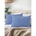 thumbnail image 3 of Waterproof Outdoor Throw Pillows with Inserts 12"x20", Navy Blue Stripe Soft Decorative Pillowcases for Couch Bedroom, Modern White Vertical Striped Geometric Pillow Covers for Sofa Living Room, 3 of 8