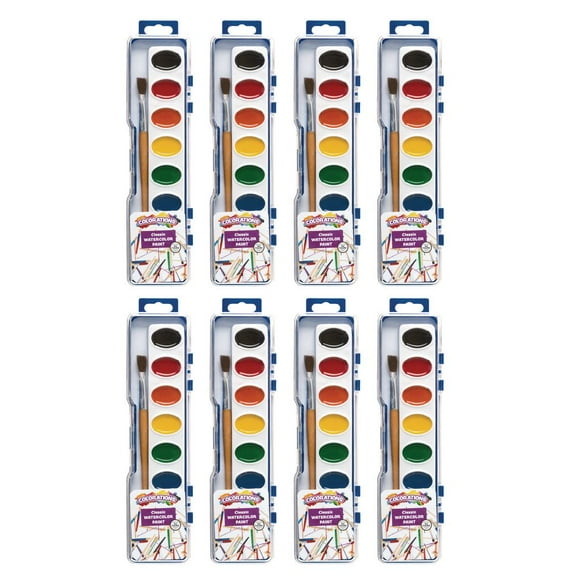Colorations Regular Best Value Watercolor Paints, 8 Palettes, 8 Colors ea
