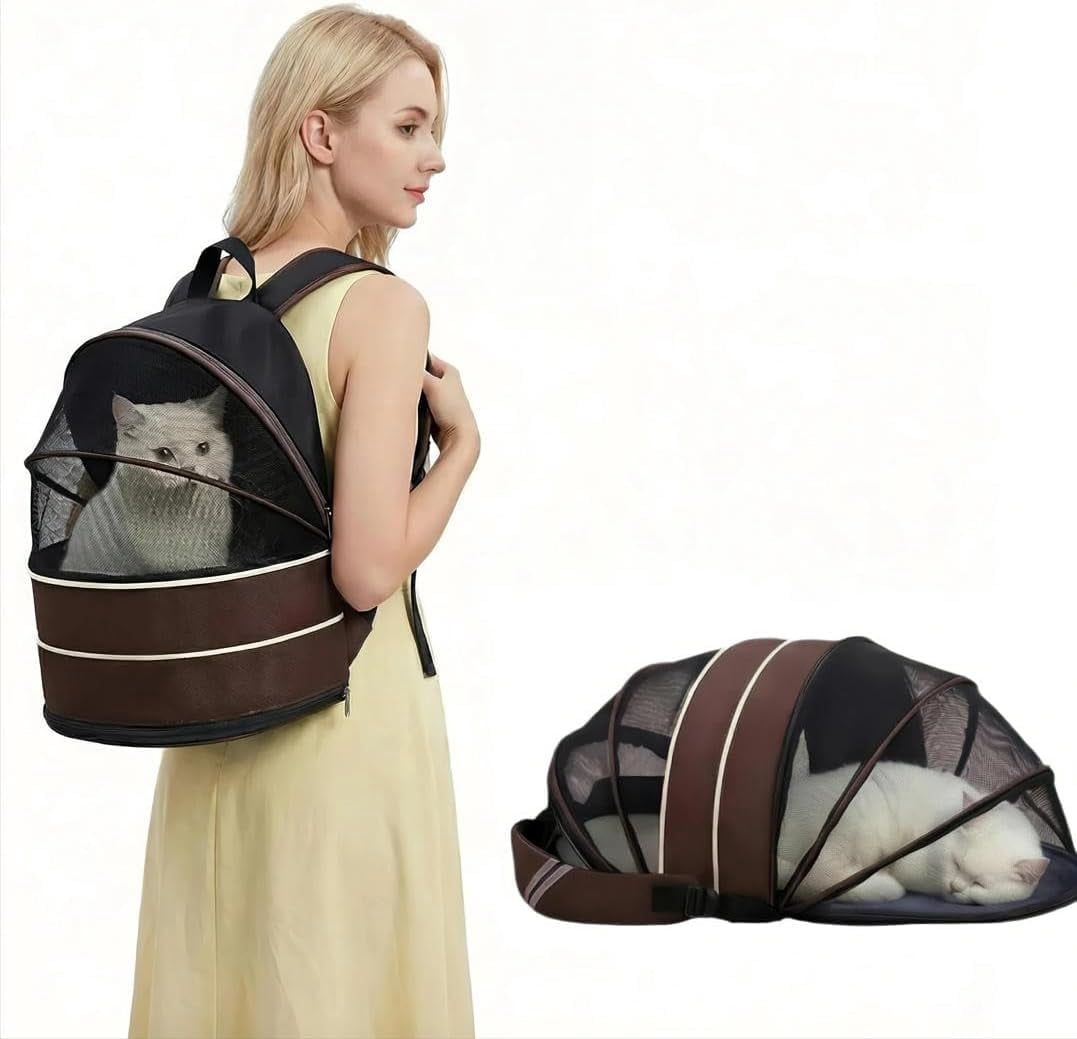 Dog Backpack Carrier for Small Dogs - Cat Carrier Backpack, Pet Tent for Indoor and Outdoor Cats, Collapsible Breathable Lightweight Cat Travel Supplies Accessorie for Shopping Travel Vet
