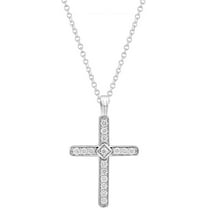 2CT Round Cut Simulated Diamond Cluster Cross Women Pendant 925 Sterling Silver 14K White Gold Plated For Her