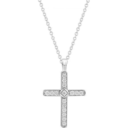 2CT Round Cut Simulated Diamond Cluster Cross Women Pendant 925 Sterling Silver 14K White Gold Plated For Her