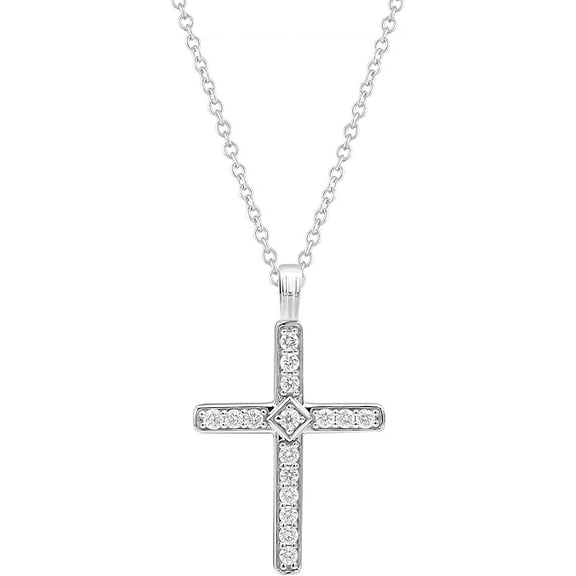2CT Round Cut Simulated Diamond Cluster Cross Women Pendant 925 Sterling Silver 14K White Gold Plated For Her
