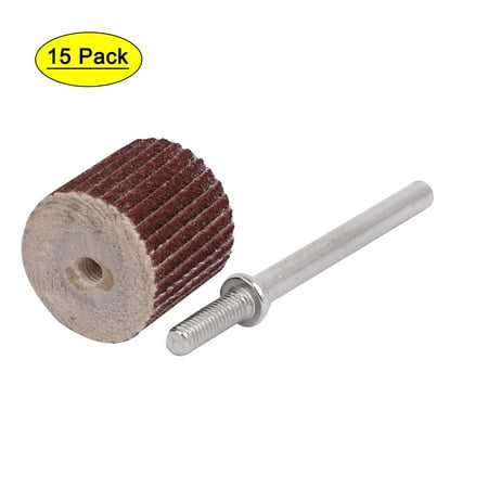 

15pcs 15mm Dia 120 Grit Sandpaper Flap Sanding Wheel Grinding Head w Mandrels