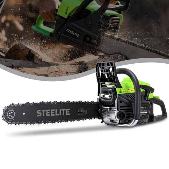 Steelite 62CC Gas Powered Chainsaw,20 Inch 2-Stroke Petrol Handheld Cordless Chain Saw,Gasoline Gas Chainsaws for Wood Cutting, Tree Trimming