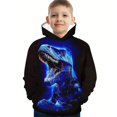 thumbnail image 2 of Ropa para niños, sudadera con capucha de manga larga con estampado de dinosaurio rugiente para niños, sudadera de otoño e invierno, ropa de casa para niños, 2 of 5