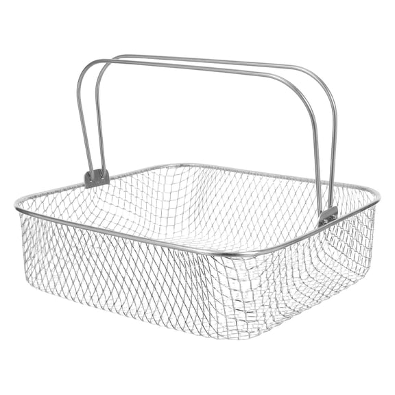 ELAYARD Stainless Steel Air Fryer Basket with Handle for Healthy Cooking and Easy Removal, Silver, 9.5 Inch