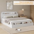thumbnail image 3 of FULL Size Bed Frame, Low-Profile Platform Bed Frame with Storage Headboard & Footboard — Wooden Slat Support, No Box Spring Required, White, 3 of 6
