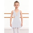 thumbnail image 5 of SiiRoh Girls Lyrical Dance Dress Sleeveless Rhinestones Ballet Leotard Figure Skating Asymmetrical Skirt White 12, 5 of 7