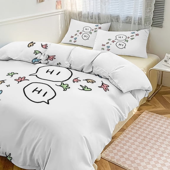 3 Pcs Soft Bedding Set, Includes 1 Duvet Cover with Zipper And 2 Pillow Shams,Heartstopper Greeting Twin(86"x70")