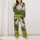 thumbnail image 2 of Fotbe Horse Rearing Up In The Field Conjunto de Pijama de Manga Larga para Mujer con Estampado, Ropa de Dormir de 2 Piezas, Conjunto de Casa Suave y Cómodo con Bolsillos-Small, 2 of 7