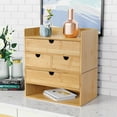 thumbnail image 5 of Bamboo Desk Drawer Organizer, 2 Drawer Desktop Organizer with Drawers Tabletop Storage Organization Box for Office Home Toiletries Supplies Vanity, No Assembly Required, 5 of 6