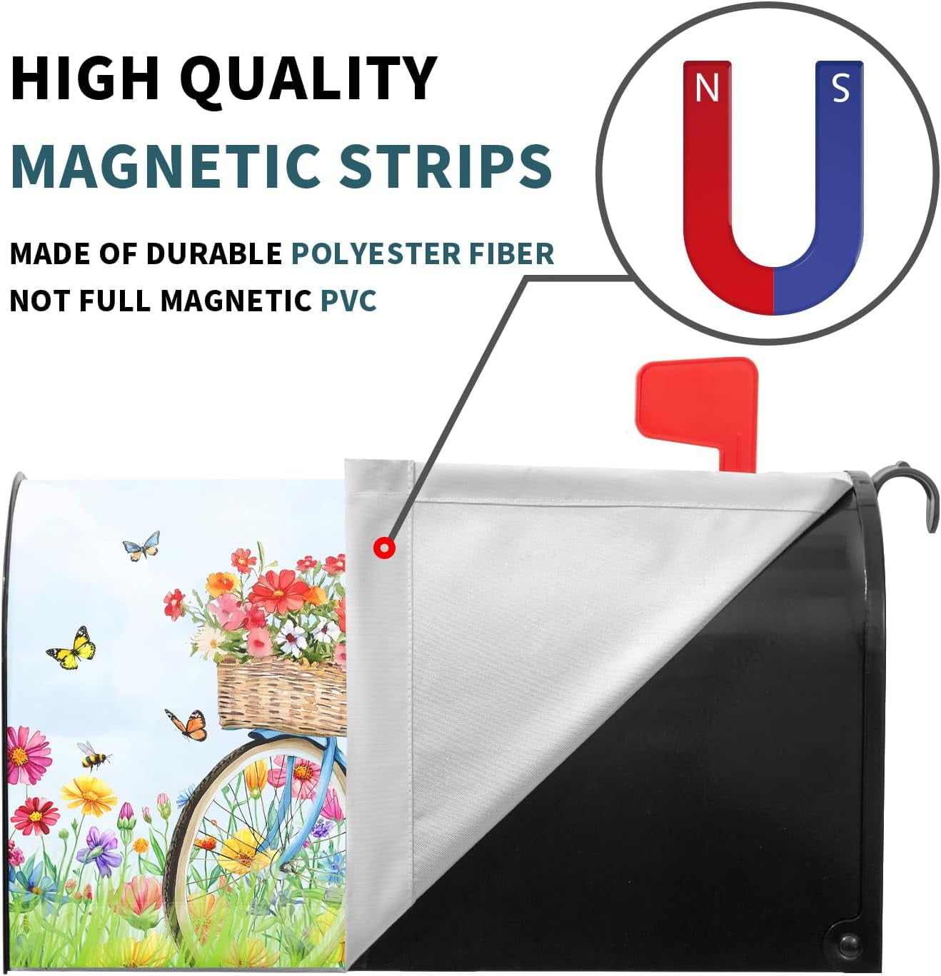Spring Floral Magnetic Mailbox Cover Blue Flower Bird Mailbox Cover Magnetic Standard Size 21 X 25.5 Inch Butterfly Mailbox Post Cover Mailbox Wraps Mailbox Decor for Home Garden Outdoor Yard