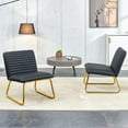 thumbnail image 2 of SESSLIFE Slipper Chair with Metal Frame, Black Armless Accent Chair, Single Sofa Chair with Gold Metal Legs for Offices, Restaurants, Kitchens, and Living Room, 2 of 10