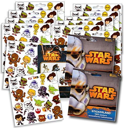 Star Wars Stickers Party Favors Set de 2 paquetes de pegatinas 12 hojas sobre 240 pegatinas más tatuajes de Star Wars -Darth Vader, Storm Troopers, chewbacca Disney Studios 763769351980