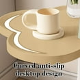 thumbnail image 4 of CNKOO Modern Rolling Side Table With 4-Leaf Top-Creamy Mobile End Table For Living Room 2-Tier Nesting Table With Wheels Sturdy Iron Frame, 4 of 6