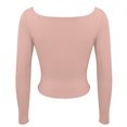 thumbnail image 5 of ATOYSOY Women's Outwear Solid Color Pullover Casual Cotton Shirts Fashion Long Sleeve Tees Fall Winter Square Neck Sweatshirts Slim Basic Cropped Tops Pink XL, 5 of 6