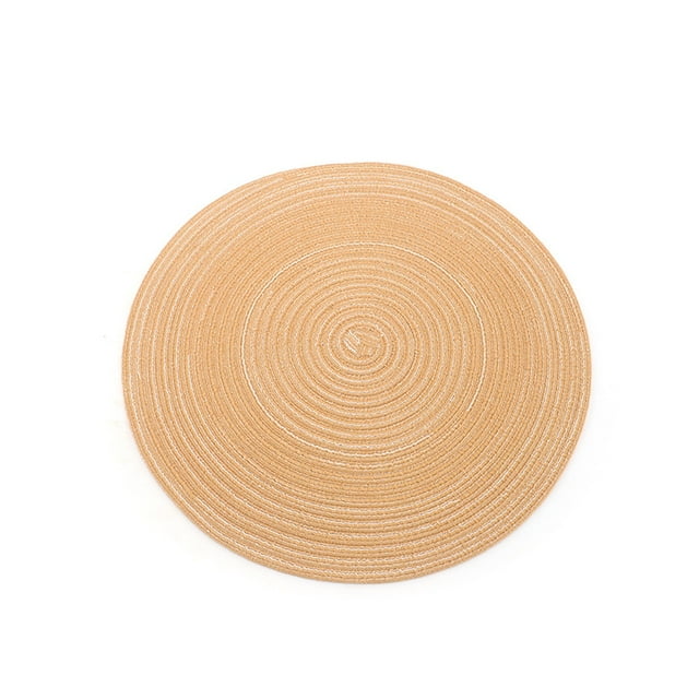 Nvzi Juego de 4 manteles individuales, 36 cm de diámetro - Manteles individuales resistentes al calor, lavables, tejidos, ideales para la mesa, para el hogar y la cocina, color caqui.